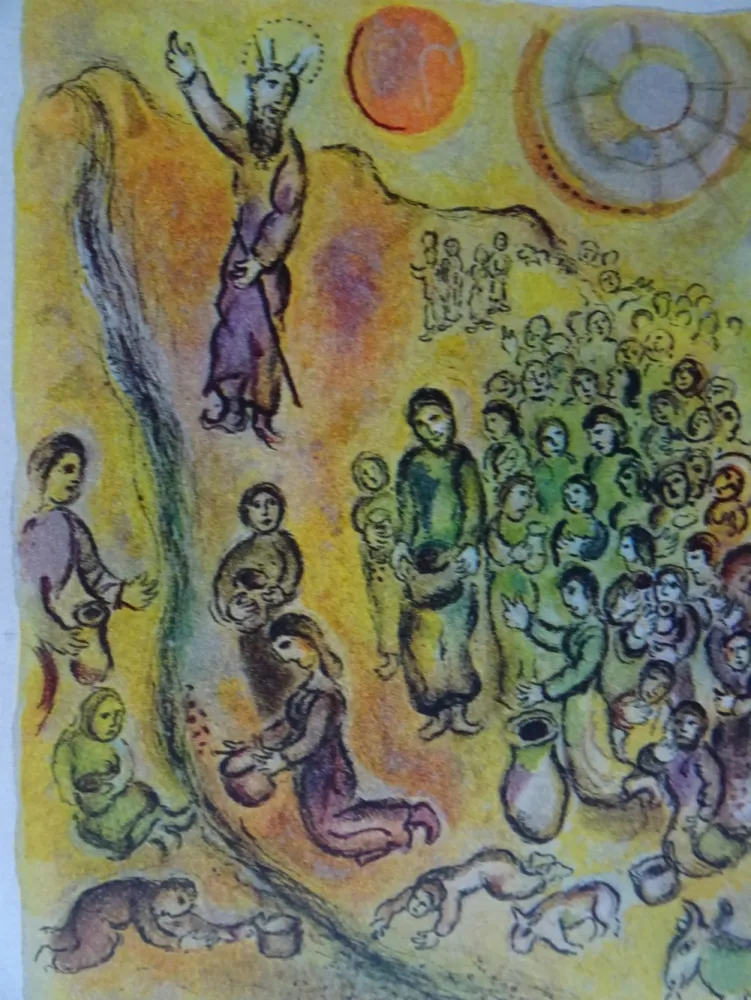 Lithografie Chagall - The Story of the Exodus, plate 12: Et tu touchera le Rocher..