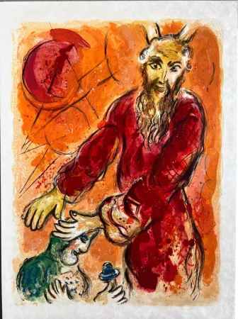 Lithografie Chagall - Then came Amalek and fought with Israel in Rephidim. And Moses sayde to Ioshua, 'Chuse us our men, and goe fight with Amalek