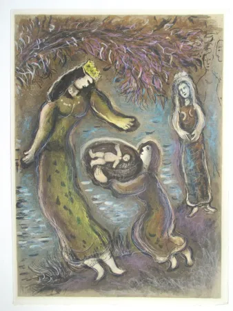 Lithografie Chagall - Then Pharaoh's daughter opened the cradle and saw that it was a child