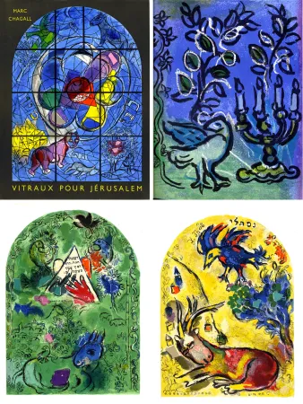Geïllustreerd Boek Chagall - VITRAUX POUR JÉRUSALEM. Avec deux lithographies originales de Marc Chagall et 36 lithographies par Charles Sorlier (1962)