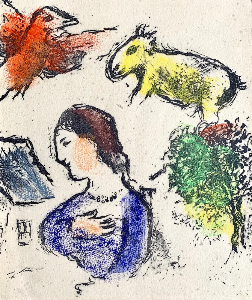 Lithografie Chagall - Woman with animals 