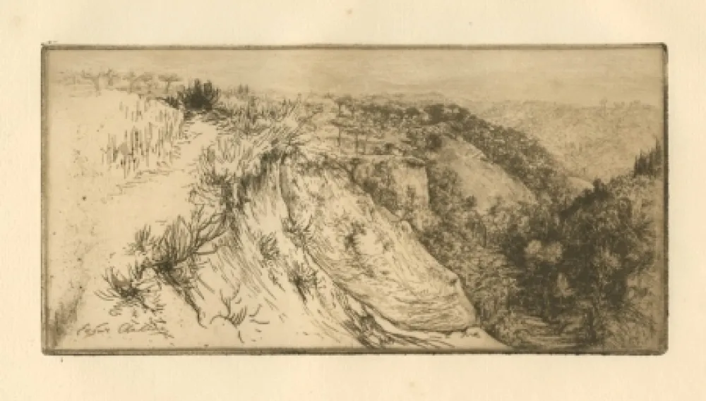 Gravure Chahine - La vallée fertile, près Monte Oliveto Maggiore