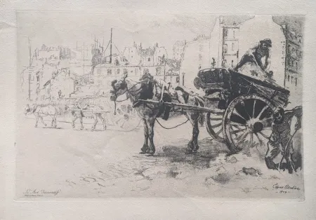 Ets En Aquatint Chahine - Les Terrassiers