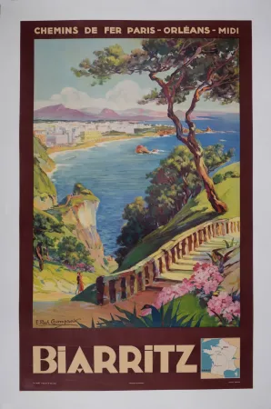 Lithografie Champseix - Biarritz, Chemins de fer Paris-Orléans-Midi, 1935