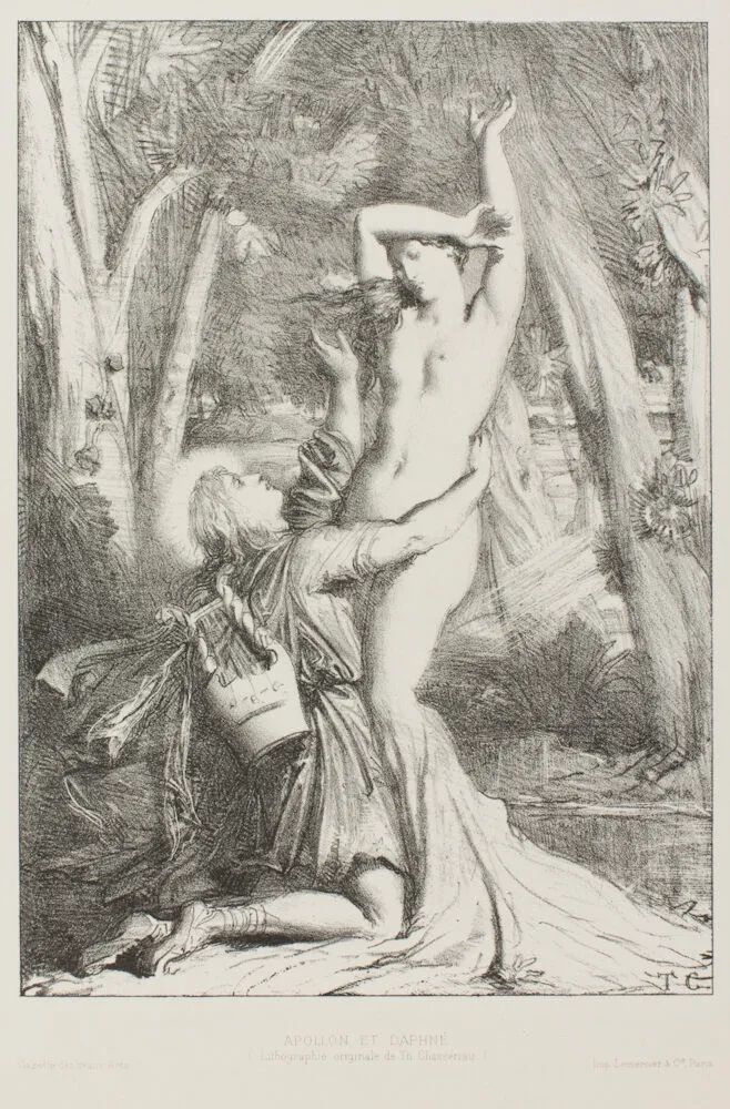 Lithografie Chassériau - Apollon et Daphne
