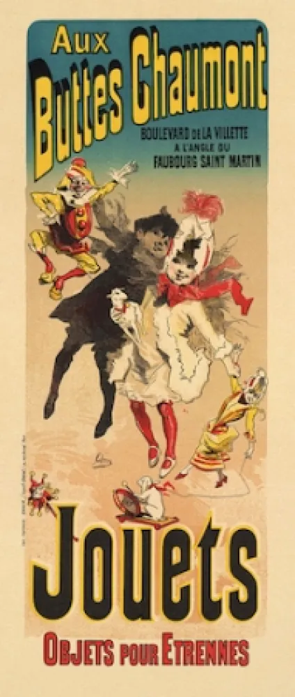Lithografie Cheret - Aux Buttes Chaumont, Jouets