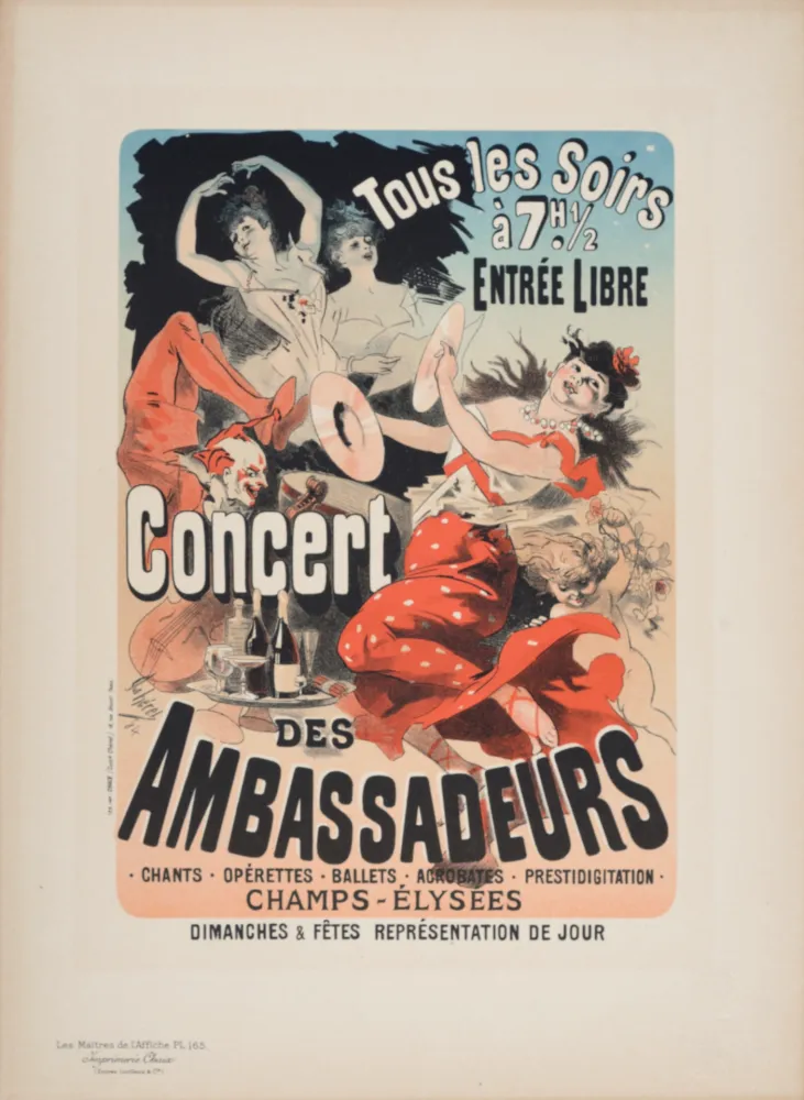 Lithografie Cheret - Les Maîtres de l'Affiche : Concert des Ambassadeurs, 1891