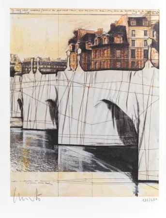 Lithografie Christo & Jeanne-Claude - The Pont-Neuf Wrapped (Project for Paris), 2020