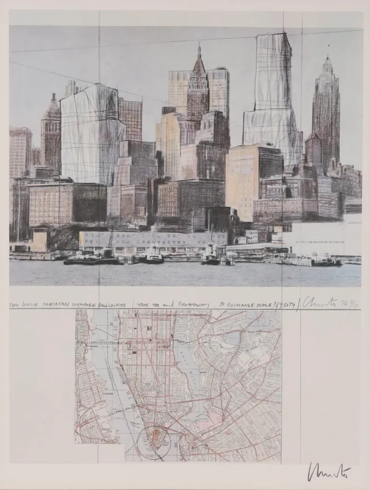 Lithografie Christo & Jeanne-Claude - Two Lower Manhattan Wrapped Buildings