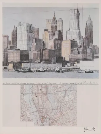 Lithografie Christo & Jeanne-Claude - Two Lower Manhattan Wrapped Buildings