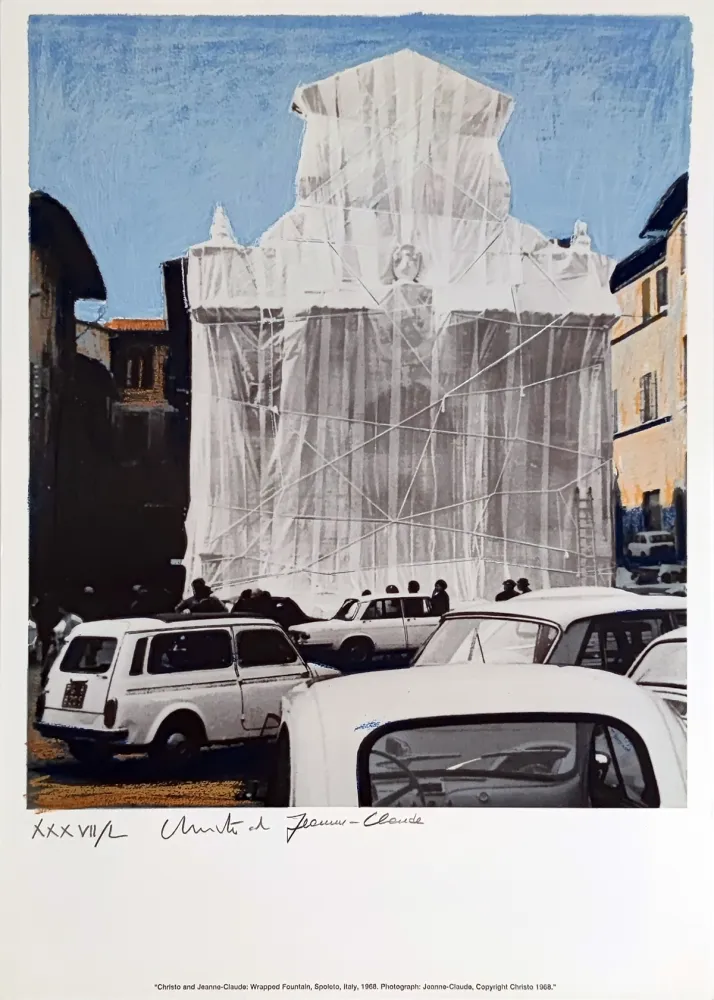 Zeefdruk Christo & Jeanne-Claude - Wrapped Fountain Spoleto