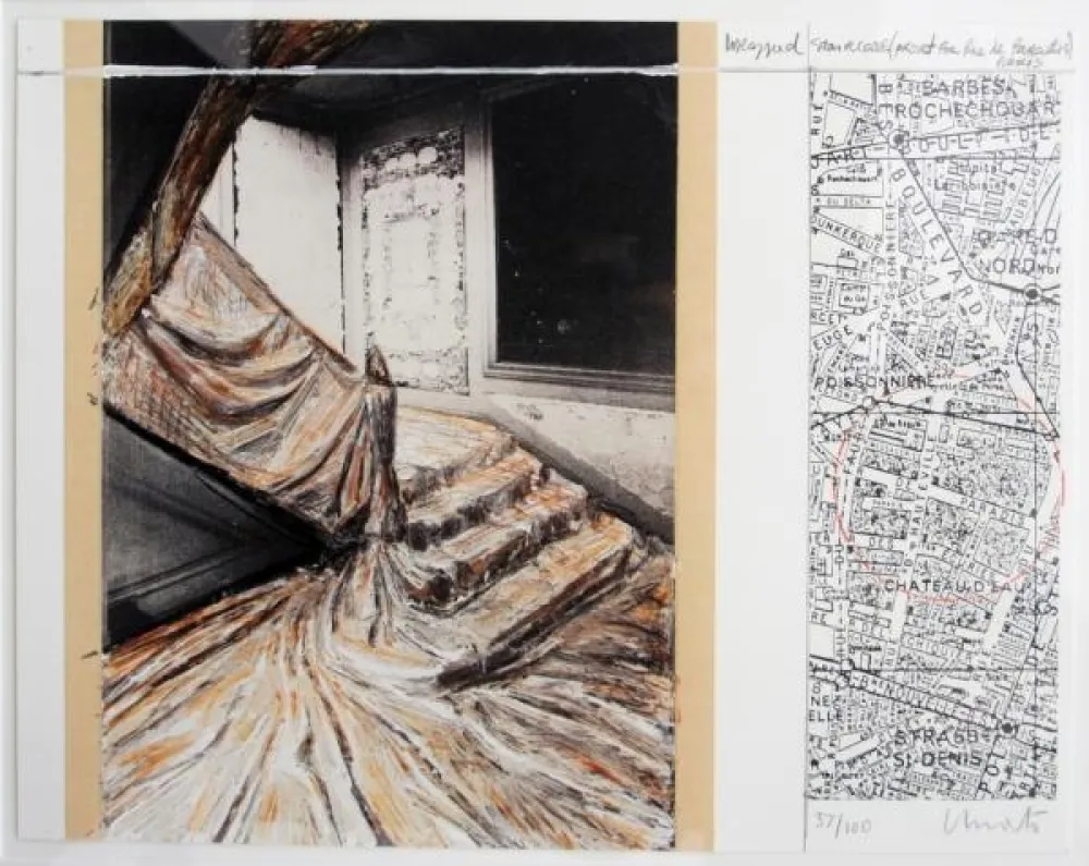 Lithografie Christo & Jeanne-Claude - Wrapped Staircase. 2001. Signed 