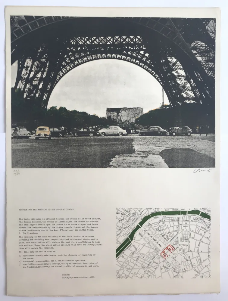 Lithografie Christo - Projet pour l’emballage de l’Ecole militaire