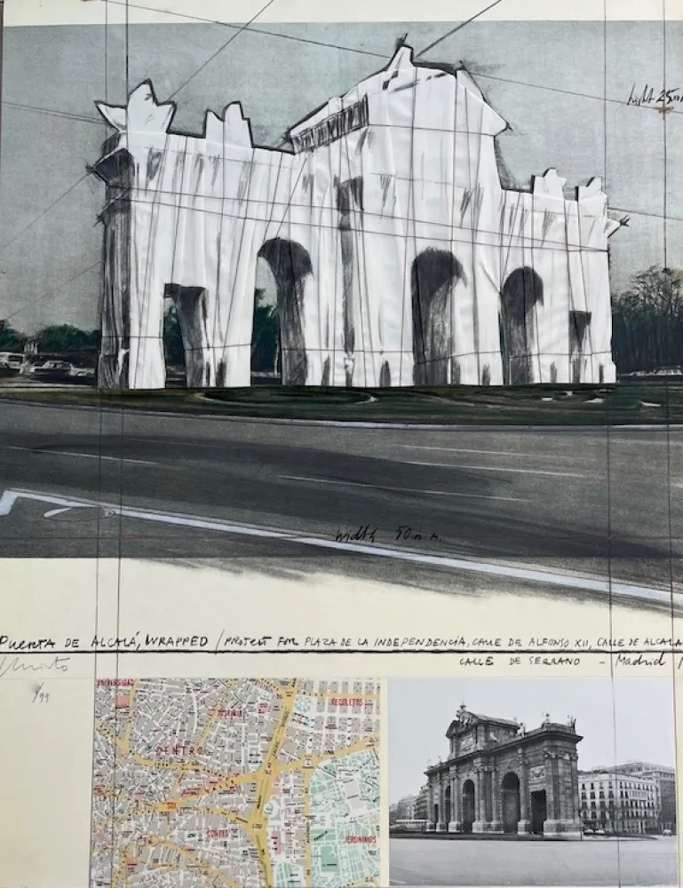 Lithografie Christo - Puerta de Alcalá, Envuelta / Proyecto para Madrid