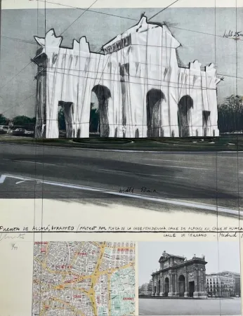 Lithografie Christo - Puerta de Alcalá, Envuelta / Proyecto para Madrid