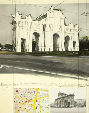 Lithografie Christo - Puerta de Alcalá, Wrapped, Project for Madrid (Schellman 107)