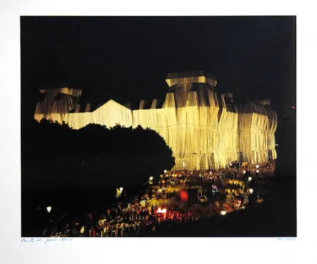 Fotografie Christo - Reichstag/Berlin Nacht, Wrapped