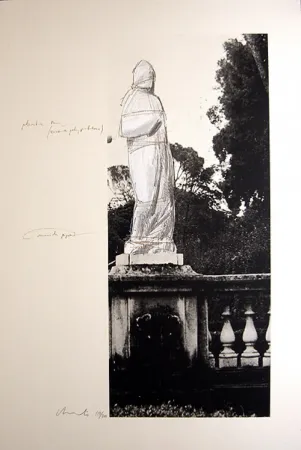 Lithografie Christo - Schweiz Verpackte Venus-Villa Borghese