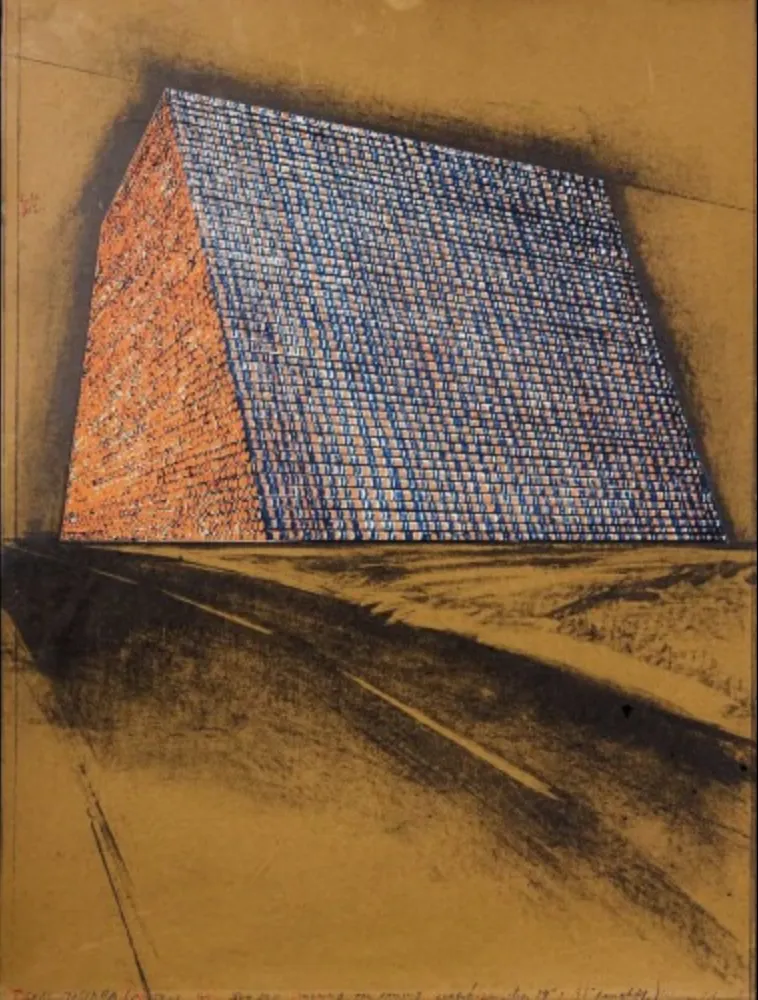 Lithografie Christo - Texas Mastaba, Project For 500,000 Stacked Oil Drums
