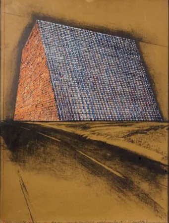 Lithografie Christo - Texas Mastaba, Project For 500,000 Stacked Oil Drums