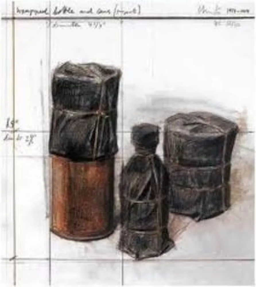 Lithografie Christo - Wrapped Bottle and Cans (Project)