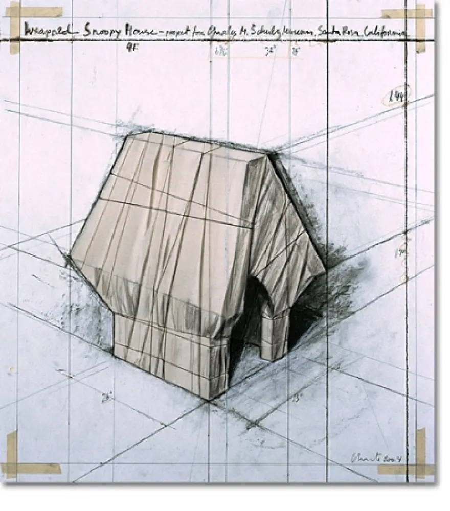 Lithografie Christo - Wrapped Snoopy House | Paris Arc de Triomphe