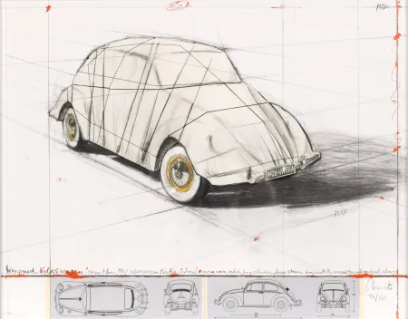 Zeefdruk Christo - Wrapped Volkswagen, Project for 1961 Volkswagen Beetle Saloon
