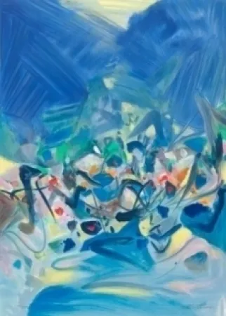 Lithografie Chu Teh Chun  - COMPOSITION BLEUE