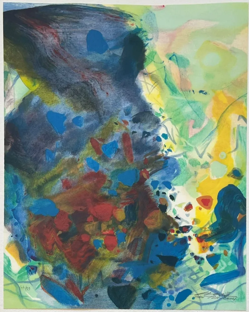 Lithografie Chu Teh Chun  - Saison bleue (Planche VII) 