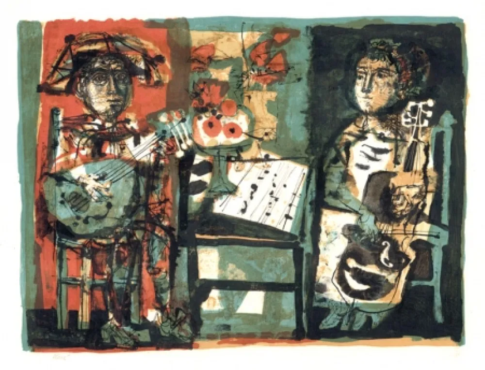 Lithografie Clavé - Les musiciens