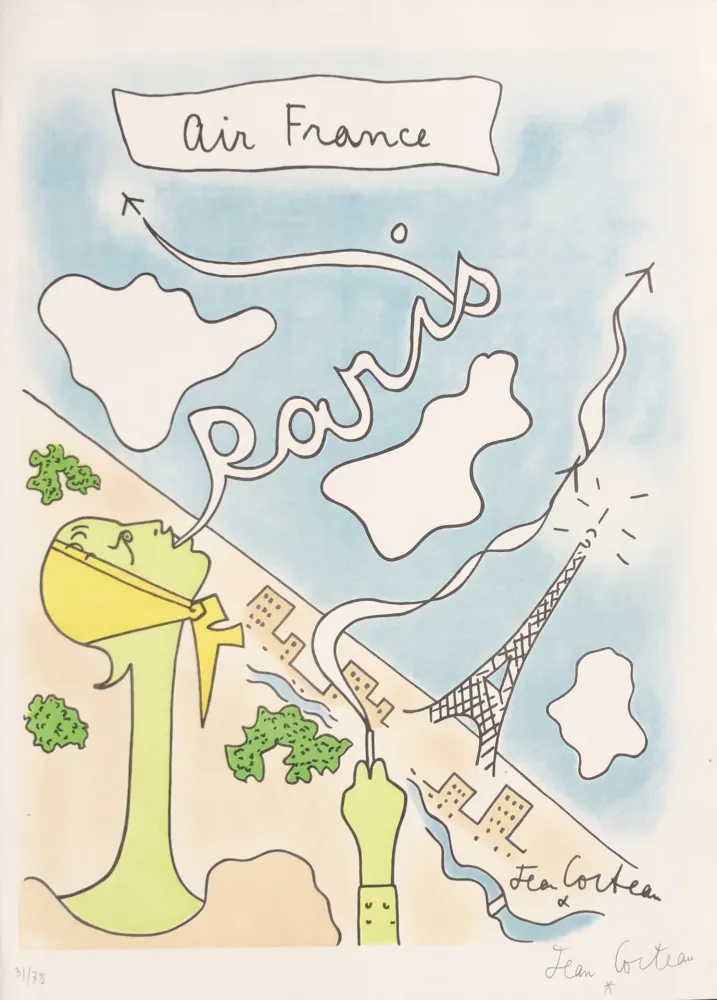 Lithografie Cocteau - Air France