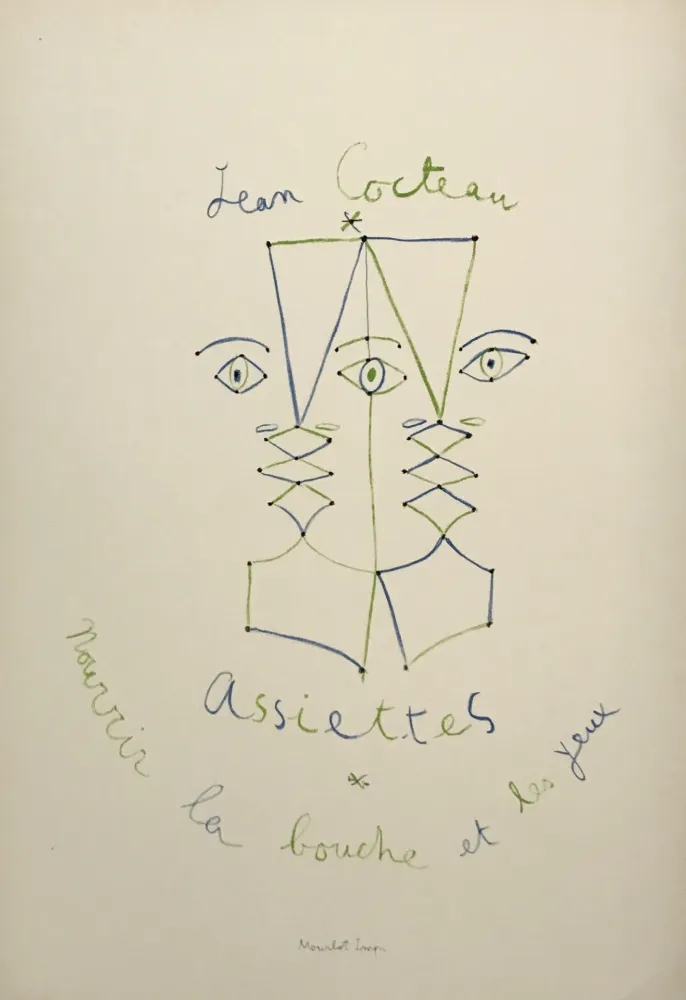 Lithografie Cocteau - Assiettes - Nourrir la bouche et les yeux