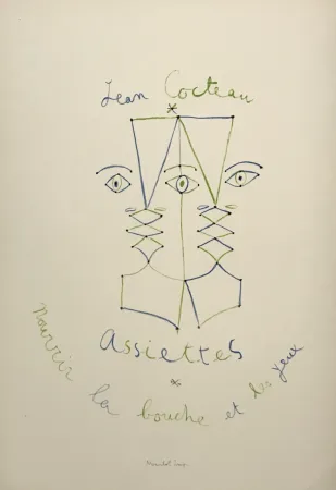 Lithografie Cocteau - Assiettes - Nourrir la bouche et les yeux