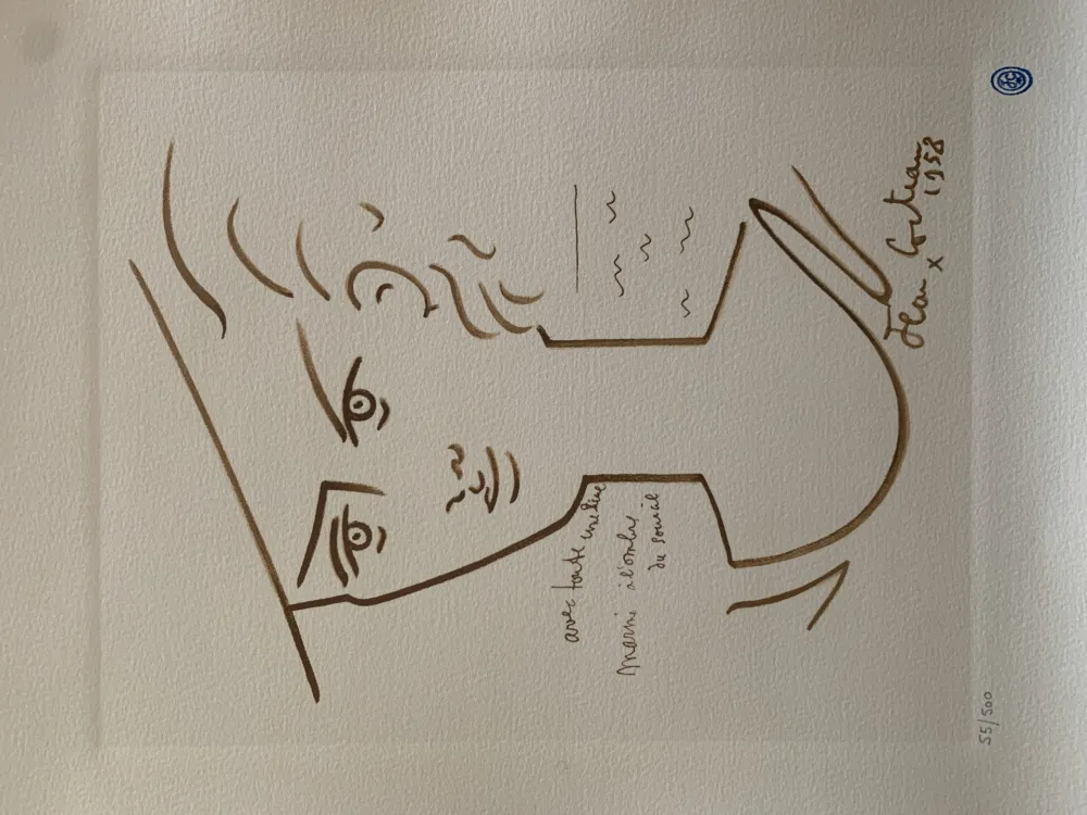 Lithografie Cocteau - Femme au chapeau