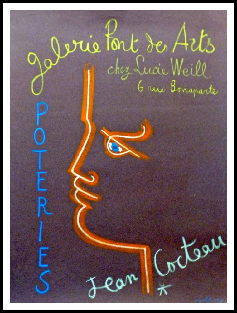 Lithografie Cocteau - Galerie Pont des Arts chez Lucie Weill - POTERIES