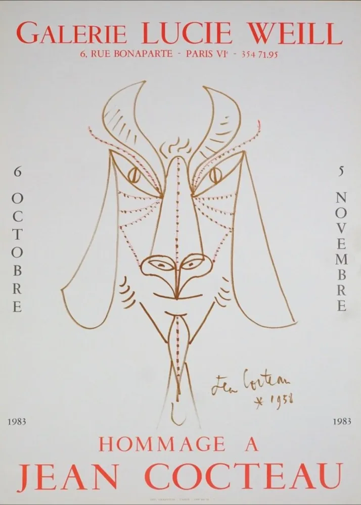 Lithografie Cocteau - Hommage à Jean Cocteau, 1983