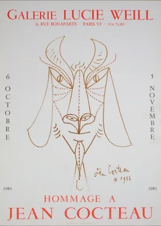 Lithografie Cocteau - Hommage à Jean Cocteau, 1983