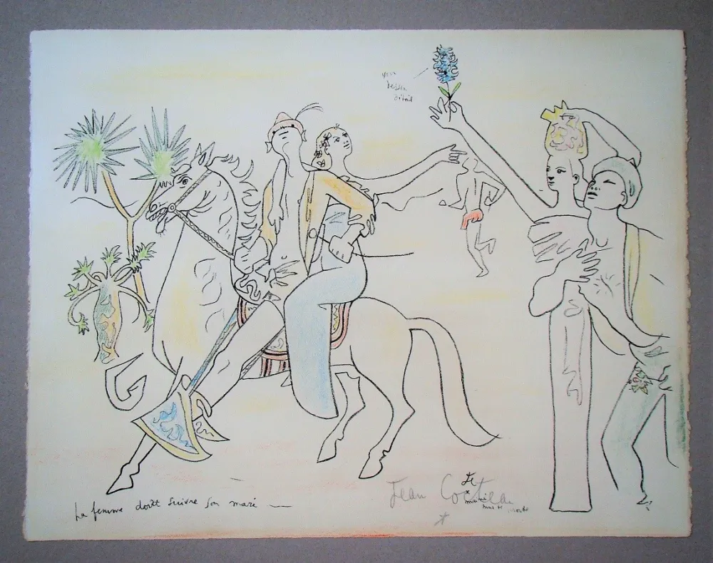 Lithografie Cocteau - La femme doit suivre son mari