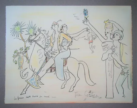 Lithografie Cocteau - La femme doit suivre son mari