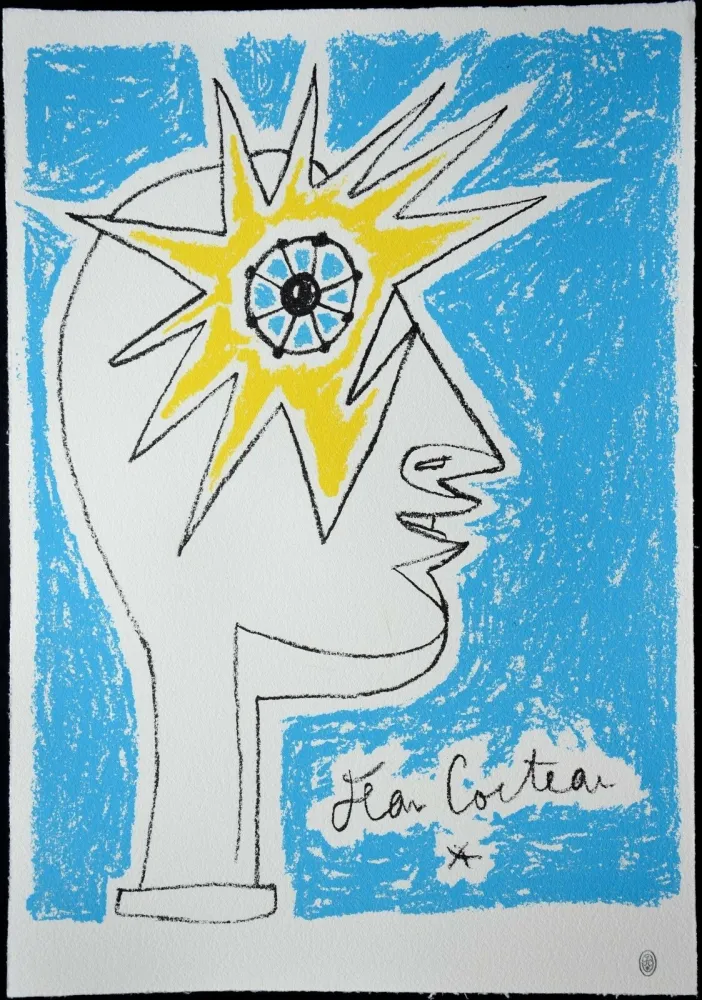 Lithografie Cocteau - Le profil, œil à l'étoile