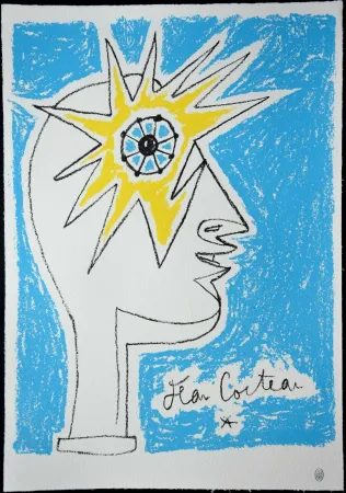 Lithografie Cocteau - Le profil, œil à l'étoile