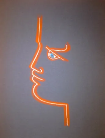 Lithografie Cocteau - Le trait de feu (Blue)