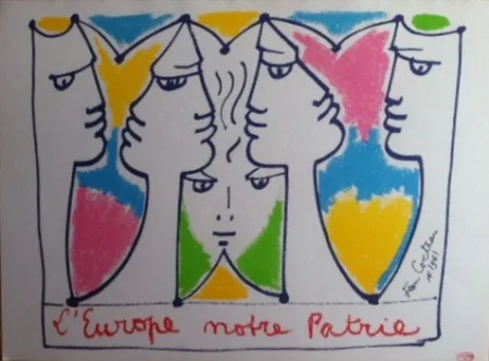Lithografie Cocteau - L'Europe