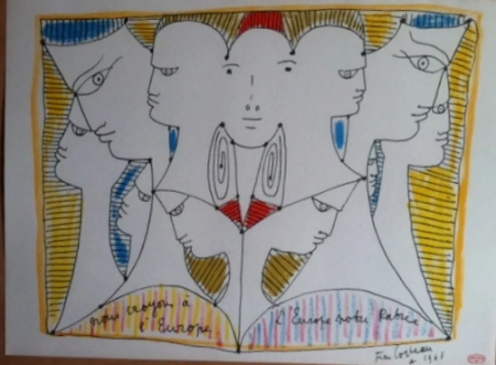 Lithografie Cocteau - Nous croyons en L'Europe