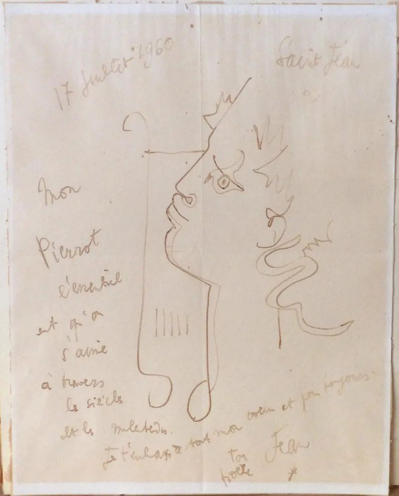 Geen Techniek Cocteau - Orphée à la lyre. Dessin signé