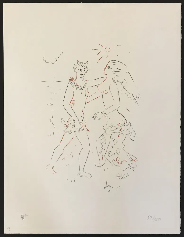 Lithografie Cocteau - Satyr and Nymph