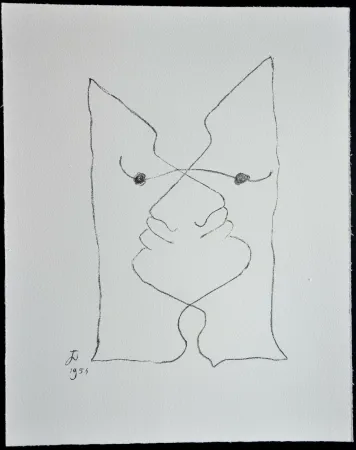 Lithografie Cocteau - Sous le manteau de feu