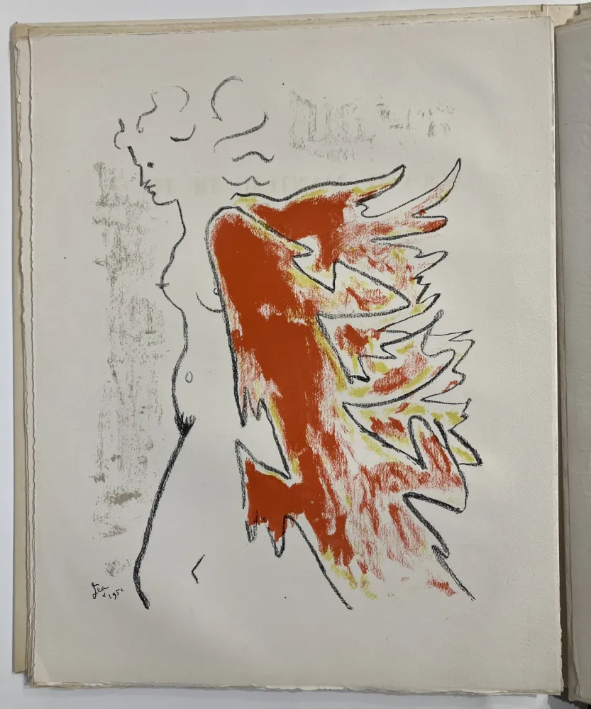 Lithografie Cocteau -  Sous le manteau de feu.