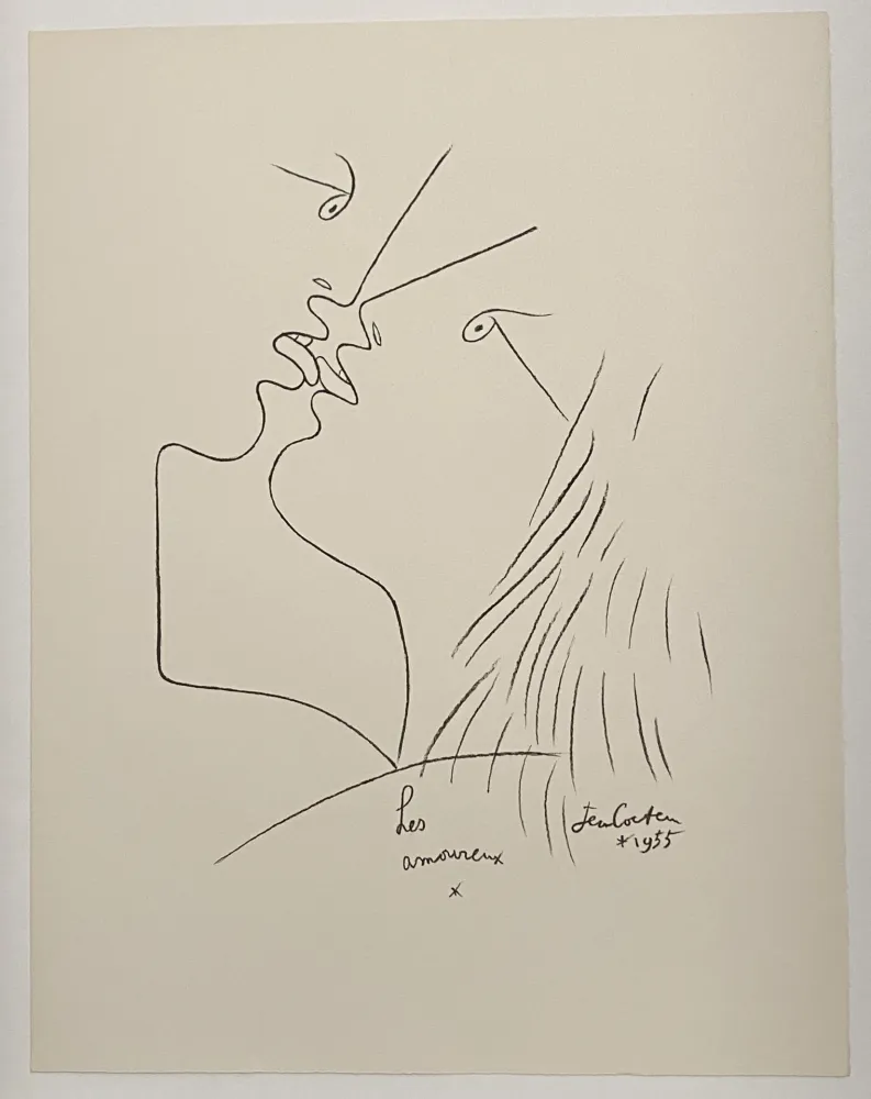 Lithografie Cocteau - The Kiss, Les Amoureux