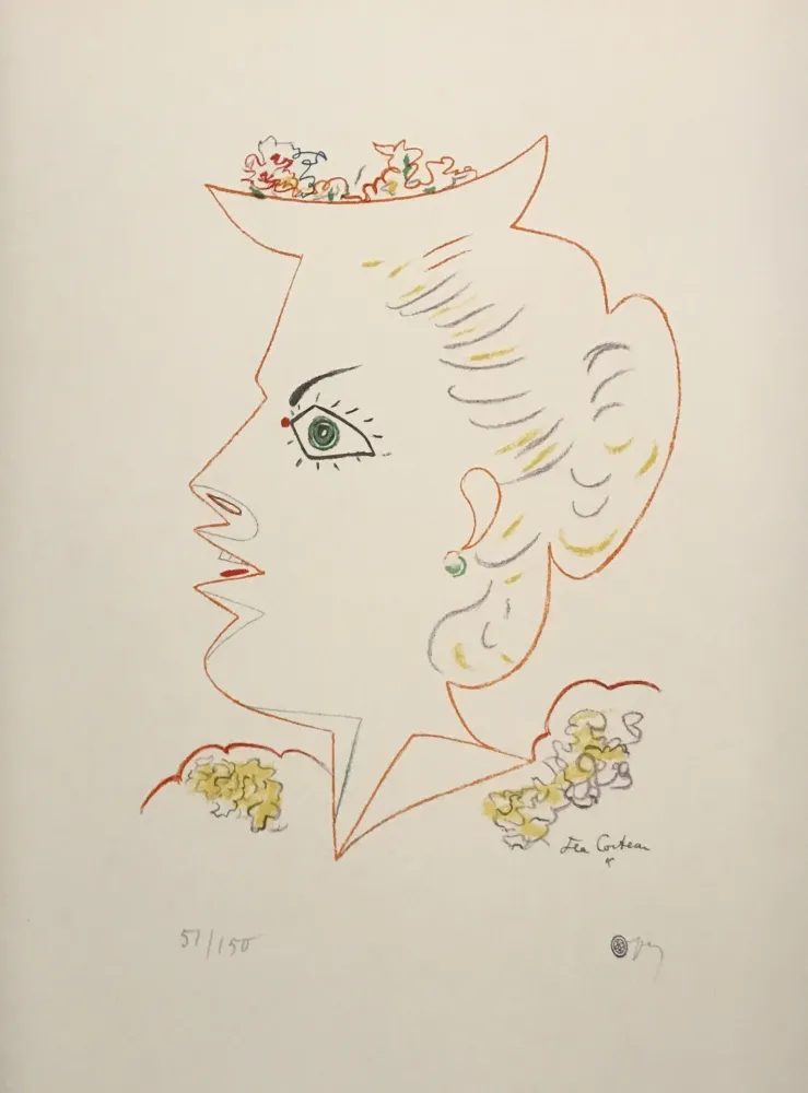 Lithografie Cocteau - Woman in Profile